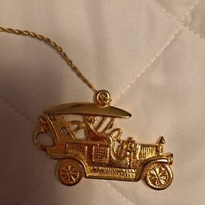Vintage Gold Car Pendant Necklace